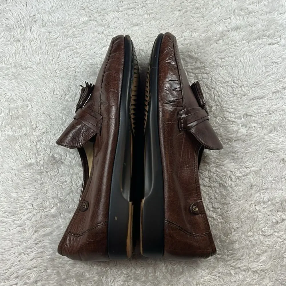 Vintage 80s French Shriner tassel loafers‎ chocolate brown dress shoes, 10.5